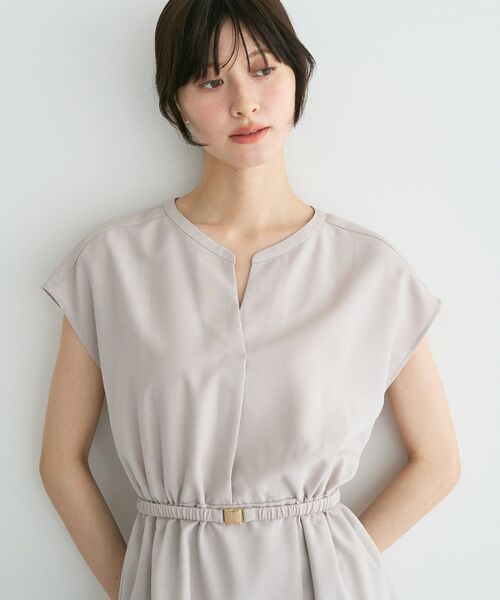 YECCA VECCA(イェッカヴェッカ)の「リネンライクスキッパーワンピース(ワンピース・レディース・ネイビー/グリーン/オレンジ/ライトベージュ・FREE)」の6枚目の写真