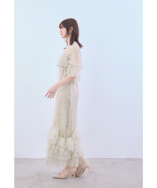 niana(ニアナ)の「エンブロイダリーフリルドレス 2点セット 刺繍レース キャミワンピース+ボレロ 結婚式 お呼ばれ 同窓会 オケージョンドレス(ドレス・レディース・ブラウン/グレー/ブラック/ベージュ・S/M/L)」の8枚目の写真