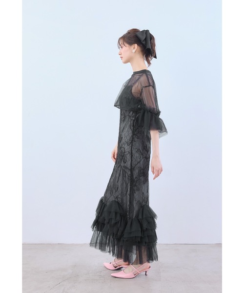 niana(ニアナ)の「エンブロイダリーフリルドレス 2点セット 刺繍レース キャミワンピース+ボレロ 結婚式 お呼ばれ 同窓会 オケージョンドレス(ドレス・レディース・ブラウン/グレー/ブラック/ベージュ・S/M/L)」の12枚目の写真