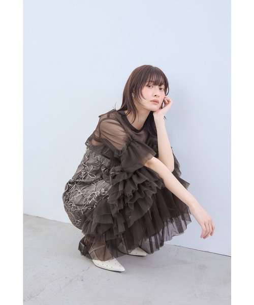 niana(ニアナ)の「エンブロイダリーフリルドレス 2点セット 刺繍レース キャミワンピース+ボレロ 結婚式 お呼ばれ 同窓会 オケージョンドレス(ドレス・レディース・ブラウン/グレー/ブラック/ベージュ・S/M/L)」の21枚目の写真