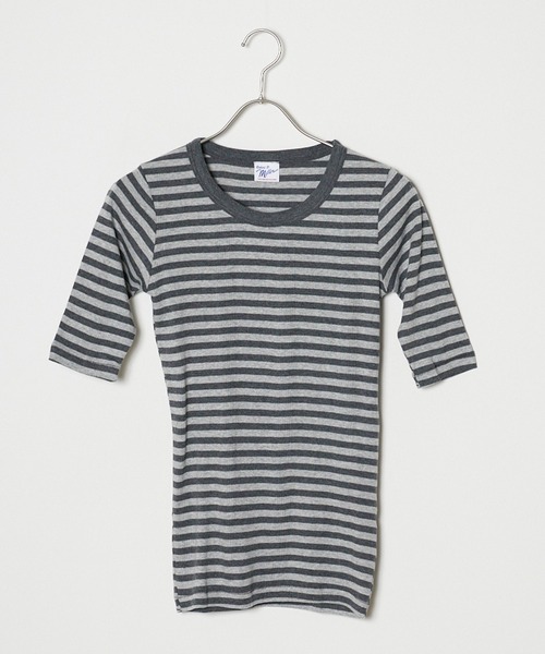 MILLER（ミラー）の「R.P.miller/ミラー パネルリブH/S 5分袖 Tシャツ（Tシャツ/カットソー・レディース・ブラック×レッド/グレー系/タン/ブルー系その他/レッド系その他/ホワイト・FREE）」の4枚目の写真