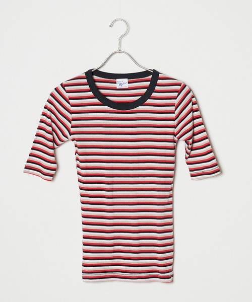 MILLER（ミラー）の「R.P.miller/ミラー パネルリブH/S 5分袖 Tシャツ（Tシャツ/カットソー・レディース・ブラック×レッド/グレー系/タン/ブルー系その他/レッド系その他/ホワイト・FREE）」の3枚目の写真