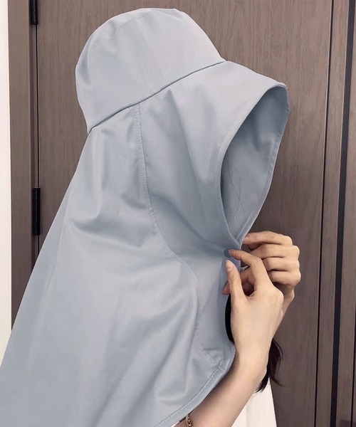 DAY CLOSET（デイ クローゼット）の「【UVカット率99.9%/UPF50+/ネックカバー付き/取り外せるストラップ有】360度隙なし日除けマルチサンバイザー型多機能ハット（サンバイザー・レディース・ブラック/ライトグレー/ベージュ/ピンク/キナリ・ONE SIZE）」の7枚目の写真