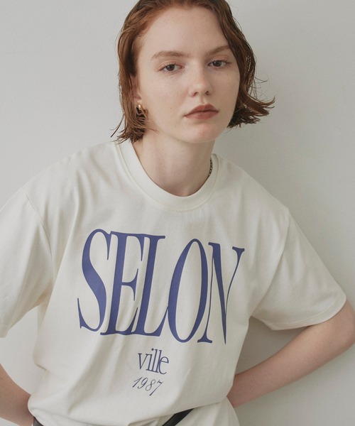 uchi.(ウチ)の「綿100% SELONロゴプリントTシャツ(Tシャツ/カットソー・レディース・杢グレー/チャコールグレー/オフホワイト/サックスブルー/ワイン系・FREE)」の10枚目の写真