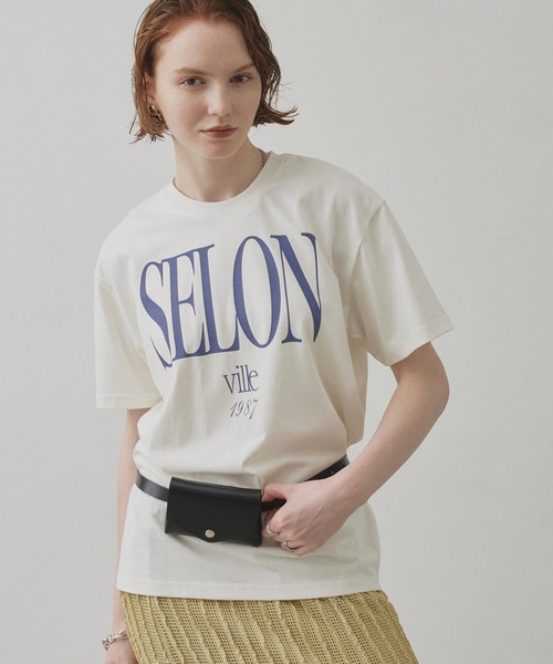 uchi.(ウチ)の「綿100% SELONロゴプリントTシャツ(Tシャツ/カットソー・レディース・杢グレー/チャコールグレー/オフホワイト/サックスブルー/ワイン系・FREE)」の7枚目の写真