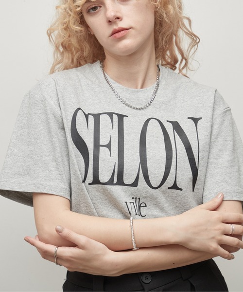 uchi.(ウチ)の「綿100% SELONロゴプリントTシャツ(Tシャツ/カットソー・レディース・杢グレー/チャコールグレー/オフホワイト/サックスブルー/ワイン系・FREE)」の11枚目の写真