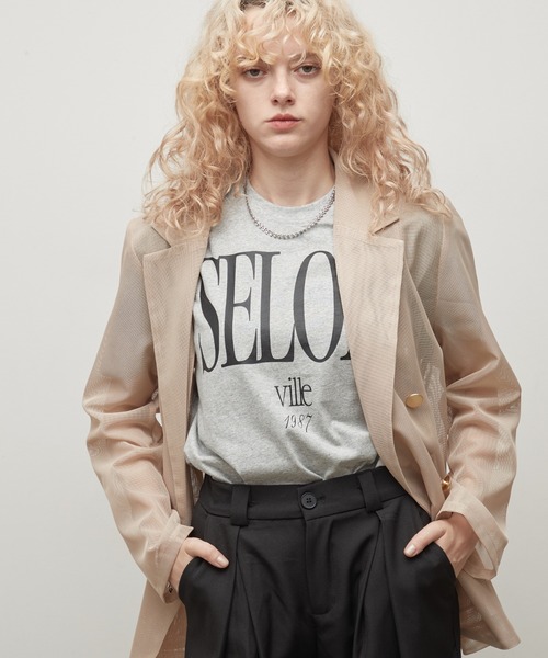 uchi.(ウチ)の「綿100% SELONロゴプリントTシャツ(Tシャツ/カットソー・レディース・杢グレー/チャコールグレー/オフホワイト/サックスブルー/ワイン系・FREE)」の14枚目の写真