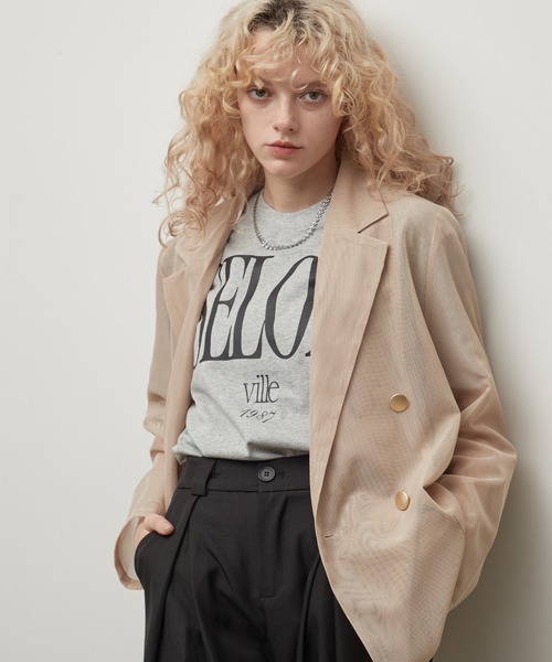 uchi.(ウチ)の「綿100% SELONロゴプリントTシャツ(Tシャツ/カットソー・レディース・杢グレー/チャコールグレー/オフホワイト/サックスブルー/ワイン系・FREE)」の16枚目の写真