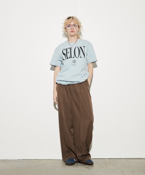 uchi.(ウチ)の「綿100% SELONロゴプリントTシャツ(Tシャツ/カットソー・レディース・杢グレー/チャコールグレー/オフホワイト/サックスブルー/ワイン系・FREE)」の18枚目の写真