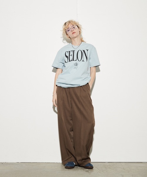 uchi.(ウチ)の「綿100% SELONロゴプリントTシャツ(Tシャツ/カットソー・レディース・杢グレー/チャコールグレー/オフホワイト/サックスブルー/ワイン系・FREE)」の19枚目の写真