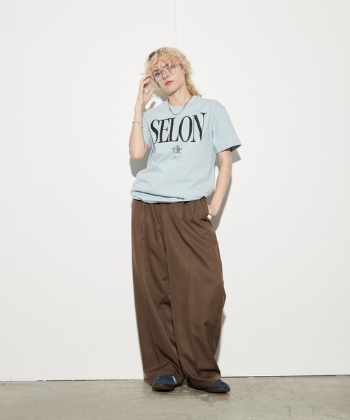 uchi.(ウチ)の「綿100% SELONロゴプリントTシャツ(Tシャツ/カットソー・レディース・杢グレー/チャコールグレー/オフホワイト/サックスブルー/ワイン系・FREE)」の20枚目の写真
