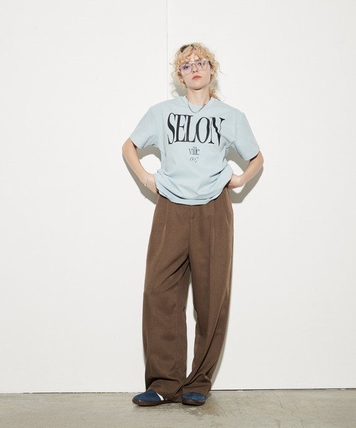 uchi.(ウチ)の「綿100% SELONロゴプリントTシャツ(Tシャツ/カットソー・レディース・杢グレー/チャコールグレー/オフホワイト/サックスブルー/ワイン系・FREE)」の22枚目の写真