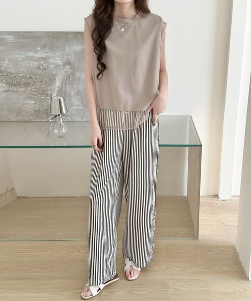 DAY CLOSET(デイ クローゼット)の「透け感で魅せる。フレンチスリーブ風チュールレイヤードトップス レディース(Tシャツ/カットソー・レディース・ホワイト・L/M)」の19枚目の写真