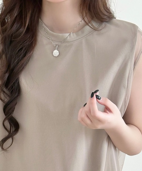 DAY CLOSET(デイ クローゼット)の「透け感で魅せる。フレンチスリーブ風チュールレイヤードトップス レディース(Tシャツ/カットソー・レディース・ホワイト・L/M)」の21枚目の写真