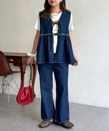 デニムビスチェフレアセットアップ