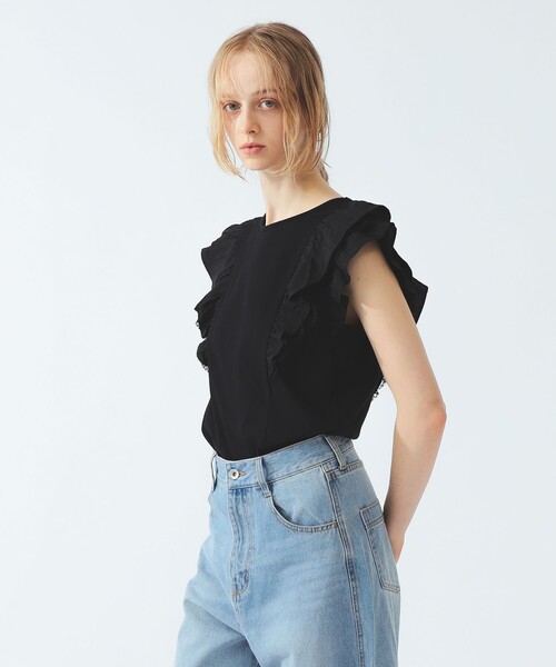 Ray BEAMS(レイビームス)の「ラッフル ティアード フォール スリーブ(Tシャツ/カットソー・レディース・ブラック/ホワイト・ONE SIZE)」の11枚目の写真