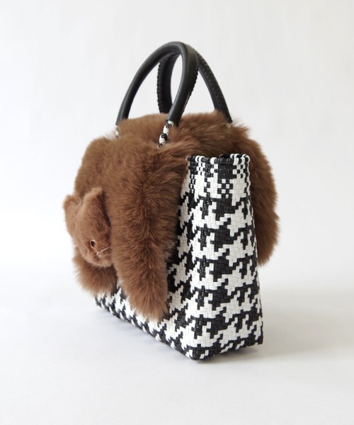 WOVEN(ウーヴン)の「WOVEN (ウーヴン) / エコファー ねこフラップカバー バッグカバー トートバッグ用 猫 縦型(トートバッグ・レディース・ブラウン/ブラック/グレー・FREE)」の5枚目の写真