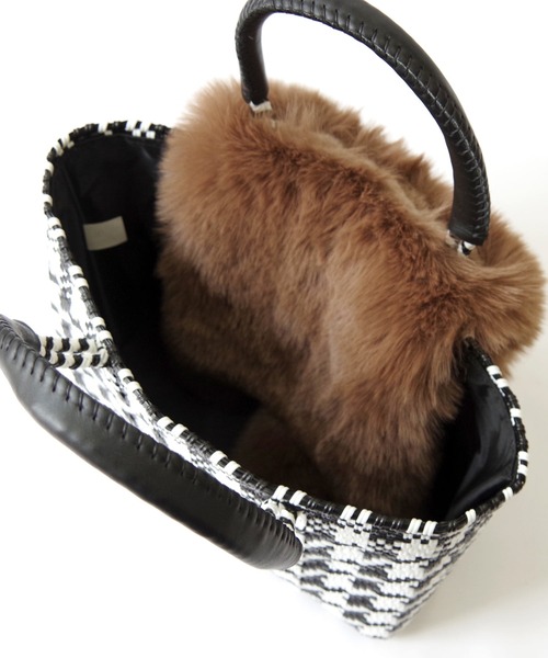 WOVEN(ウーヴン)の「WOVEN (ウーヴン) / エコファー ねこフラップカバー バッグカバー トートバッグ用 猫 縦型(トートバッグ・レディース・ブラウン/ブラック/グレー・FREE)」の6枚目の写真