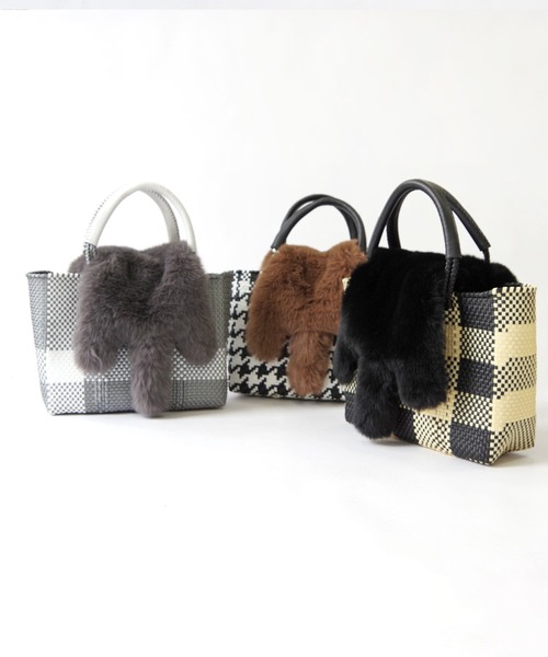WOVEN(ウーヴン)の「WOVEN (ウーヴン) / エコファー ねこフラップカバー バッグカバー トートバッグ用 猫 縦型(トートバッグ・レディース・ブラウン/ブラック/グレー・FREE)」の14枚目の写真