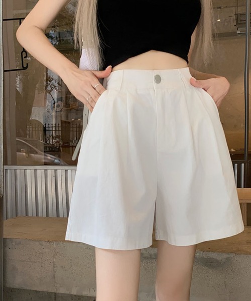 2ly2(トゥーリートゥー)の「タック入りショートパンツ レディース ハイウエスト ワイドシルエット(その他パンツ・レディース・ホワイト/パープル/ブラック/ピンク/オレンジ/グリーン・FREE)」の10枚目の写真