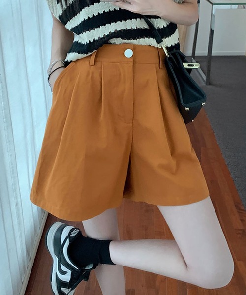 2ly2(トゥーリートゥー)の「タック入りショートパンツ レディース ハイウエスト ワイドシルエット(その他パンツ・レディース・ホワイト/パープル/ブラック/ピンク/オレンジ/グリーン・FREE)」の15枚目の写真