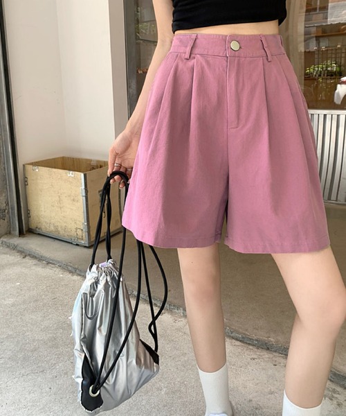 2ly2(トゥーリートゥー)の「タック入りショートパンツ レディース ハイウエスト ワイドシルエット(その他パンツ・レディース・ホワイト/パープル/ブラック/ピンク/オレンジ/グリーン・FREE)」の19枚目の写真