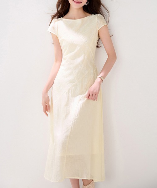 ONEP STAR(ワンピスター)の「レース風シフォンウエスト切替ワンピース(ワンピース・レディース・ベージュ・X-LARGE/LARGE/MEDIUM)」の1枚目の写真
