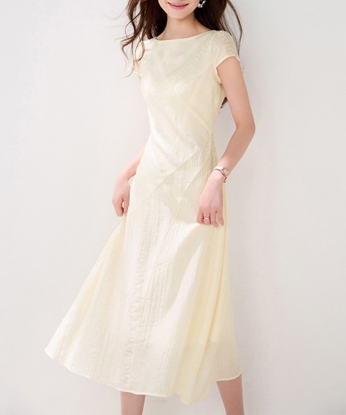 ONEP STAR(ワンピスター)の「レース風シフォンウエスト切替ワンピース(ワンピース・レディース・ベージュ・X-LARGE/LARGE/MEDIUM)」の5枚目の写真