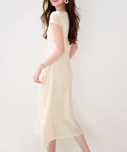 ONEP STAR(ワンピスター)の「レース風シフォンウエスト切替ワンピース(ワンピース・レディース・ベージュ・X-LARGE/LARGE/MEDIUM)」の8枚目の写真