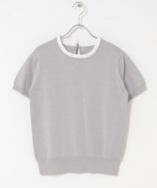 ITEMS URBANRESEARCH(アイテムズ アーバンリサーチ)の「フリルネック半袖ニットトップス(ニット/セーター・レディース・オフホワイト/グレー/ネイビー・FREE)」の8枚目の写真