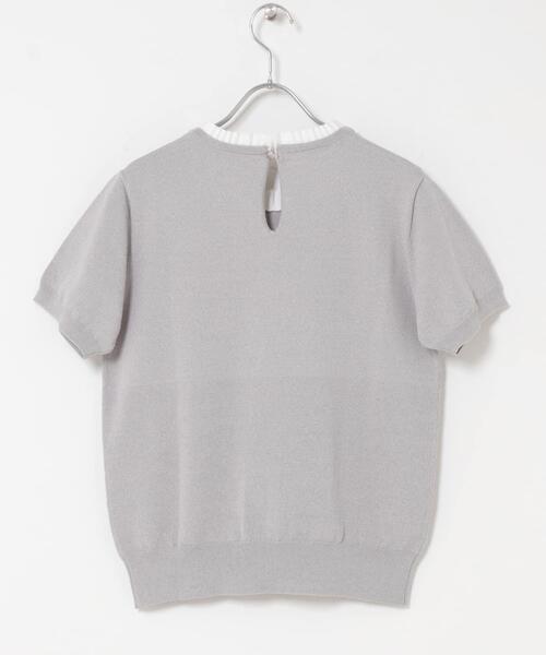 ITEMS URBANRESEARCH(アイテムズ アーバンリサーチ)の「フリルネック半袖ニットトップス(ニット/セーター・レディース・オフホワイト/グレー/ネイビー・FREE)」の9枚目の写真