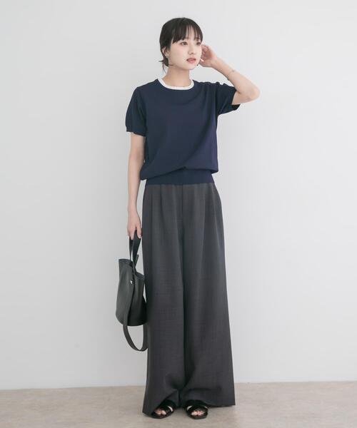 ITEMS URBANRESEARCH(アイテムズ アーバンリサーチ)の「フリルネック半袖ニットトップス(ニット/セーター・レディース・オフホワイト/グレー/ネイビー・FREE)」の16枚目の写真