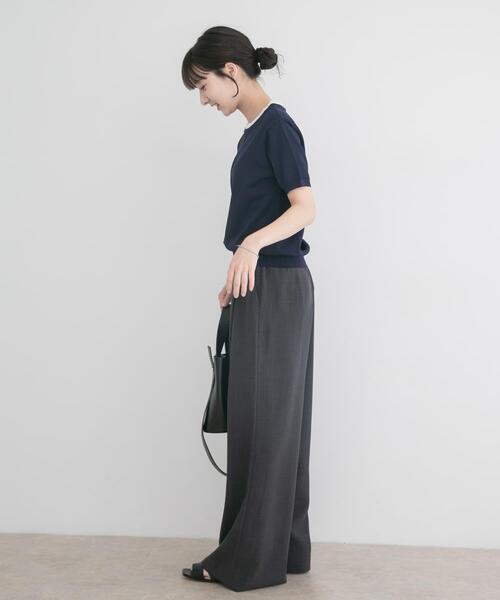 ITEMS URBANRESEARCH(アイテムズ アーバンリサーチ)の「フリルネック半袖ニットトップス(ニット/セーター・レディース・オフホワイト/グレー/ネイビー・FREE)」の17枚目の写真