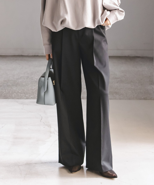 Noble(ノーブル)の「《追加》エステルツイルストレッチスラックスパンツ(スラックス・レディース・ナチュラル/ブラック/チャコールグレー/ホワイト・38/40/36/34)」の9枚目の写真