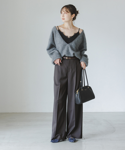 Noble(ノーブル)の「《追加》エステルツイルストレッチスラックスパンツ(スラックス・レディース・ナチュラル/ブラック/チャコールグレー/ホワイト・38/40/36/34)」の20枚目の写真