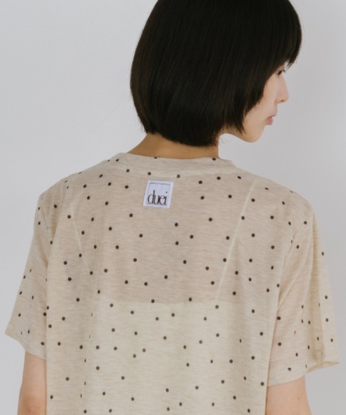 duei(デュイ)の「ドットベーシックハーフスリーブTシャツ(Tシャツ/カットソー・レディース・ベージュ/グレー/ホワイト・FREE)」の3枚目の写真