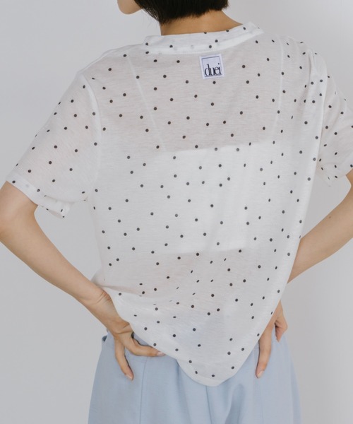 duei(デュイ)の「ドットベーシックハーフスリーブTシャツ(Tシャツ/カットソー・レディース・ベージュ/グレー/ホワイト・FREE)」の2枚目の写真