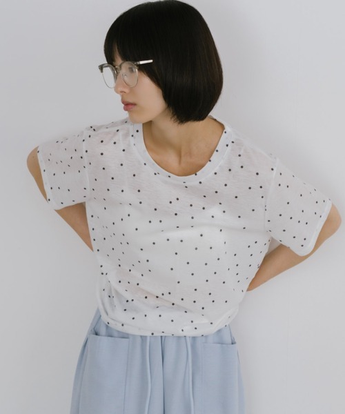 duei(デュイ)の「ドットベーシックハーフスリーブTシャツ(Tシャツ/カットソー・レディース・ベージュ/グレー/ホワイト・FREE)」の6枚目の写真