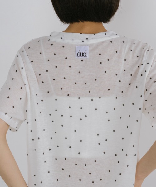 duei(デュイ)の「ドットベーシックハーフスリーブTシャツ(Tシャツ/カットソー・レディース・ベージュ/グレー/ホワイト・FREE)」の5枚目の写真