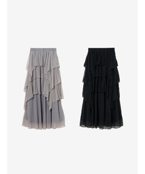 sahara(サハラ)の「Random Hem Tiered Skirt(スカート・レディース・グレイッシュブルー/ブラック・FREE)」の13枚目の写真