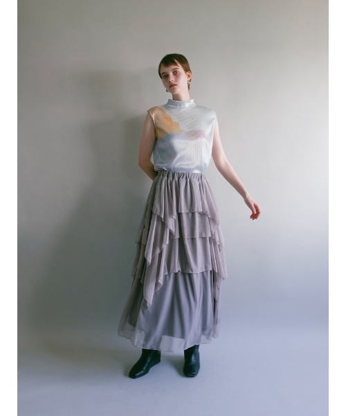 sahara(サハラ)の「Random Hem Tiered Skirt(スカート・レディース・グレイッシュブルー/ブラック・FREE)」の3枚目の写真
