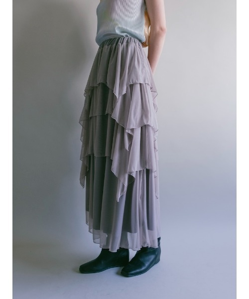 sahara(サハラ)の「Random Hem Tiered Skirt(スカート・レディース・グレイッシュブルー/ブラック・FREE)」の4枚目の写真