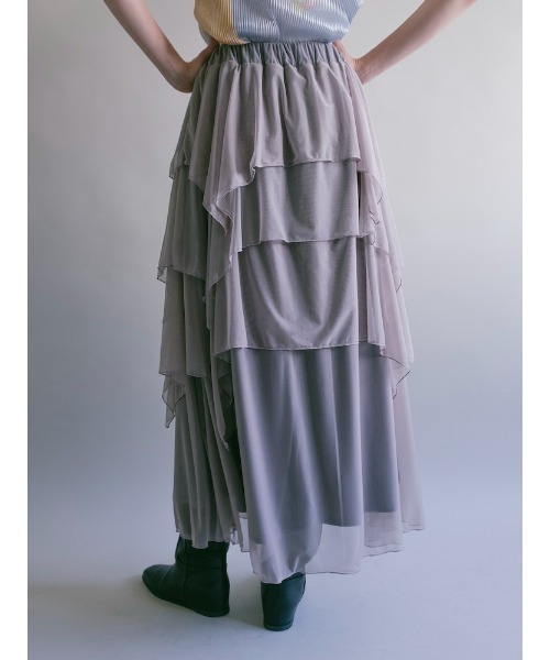 sahara(サハラ)の「Random Hem Tiered Skirt(スカート・レディース・グレイッシュブルー/ブラック・FREE)」の5枚目の写真