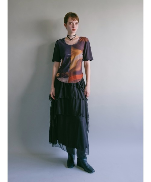 sahara(サハラ)の「Random Hem Tiered Skirt(スカート・レディース・グレイッシュブルー/ブラック・FREE)」の8枚目の写真