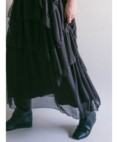 sahara(サハラ)の「Random Hem Tiered Skirt(スカート・レディース・グレイッシュブルー/ブラック・FREE)」の10枚目の写真