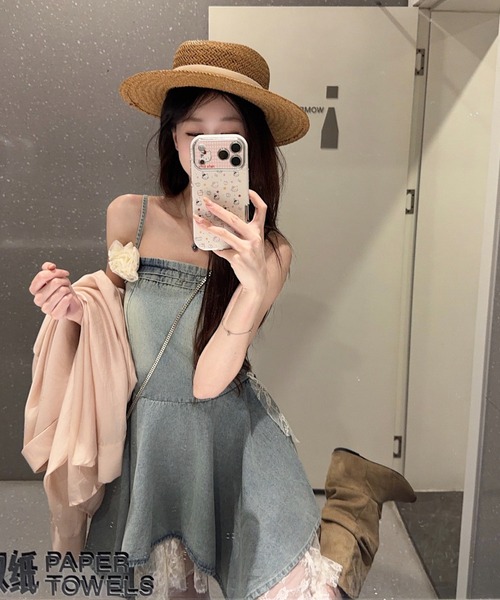 FAVORITO(ファヴォリート)の「デニム切り替えレースキャミワンピース(ワンピース・レディース・ブルー・XL/L/M/S)」の7枚目の写真