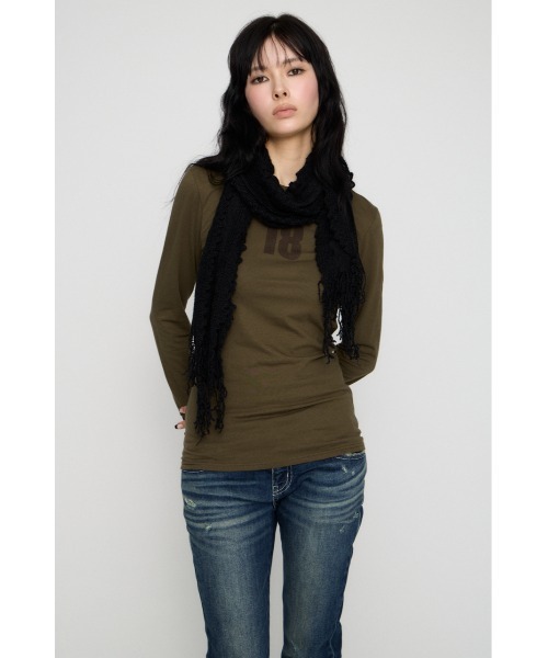 LAGUA GEM(ラグアジェム)の「NUMBER LONG SLEEVES チュニック(Tシャツ/カットソー・レディース・ライトベージュ/チャコールグレー/カーキ・FREE)」の20枚目の写真