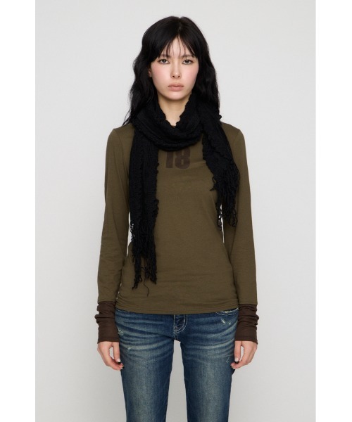 LAGUA GEM(ラグアジェム)の「NUMBER LONG SLEEVES チュニック(Tシャツ/カットソー・レディース・ライトベージュ/チャコールグレー/カーキ・FREE)」の19枚目の写真