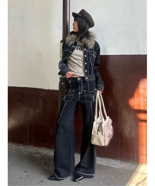 LAGUA GEM(ラグアジェム)の「NUMBER LONG SLEEVES チュニック(Tシャツ/カットソー・レディース・ライトベージュ/チャコールグレー/カーキ・FREE)」の5枚目の写真