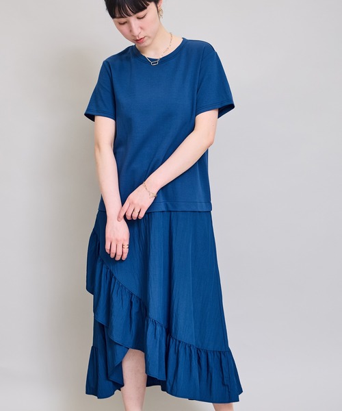 LHELBIE(レルビエ)の「フリルスカートドッキングワンピース(ワンピース・レディース・ブラウン/ブルー/ブラック・M)」の1枚目の写真